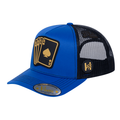 Winner Poker 10JQKA 5-Panel Trucker Hat - Royal Blue front / Black back / WINNER1