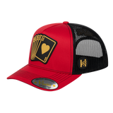 Poker 10JQKA 5-Panel Trucker Hat - Red front / Black back / POKER1