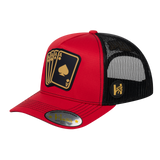 Winner Poker 10JQKA 5-Panel Trucker Hat - Red front / Black back / WINNER1
