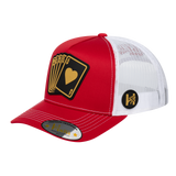 Poker 10JQKA 5-Panel Trucker Hat - Red front / White back / POKER1