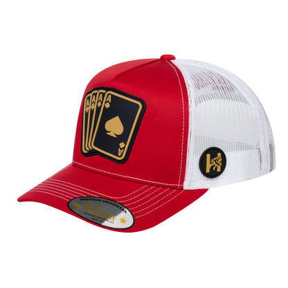 Winner Poker 10JQKA 5-Panel Trucker Hat - Red front / White back / WINNER1