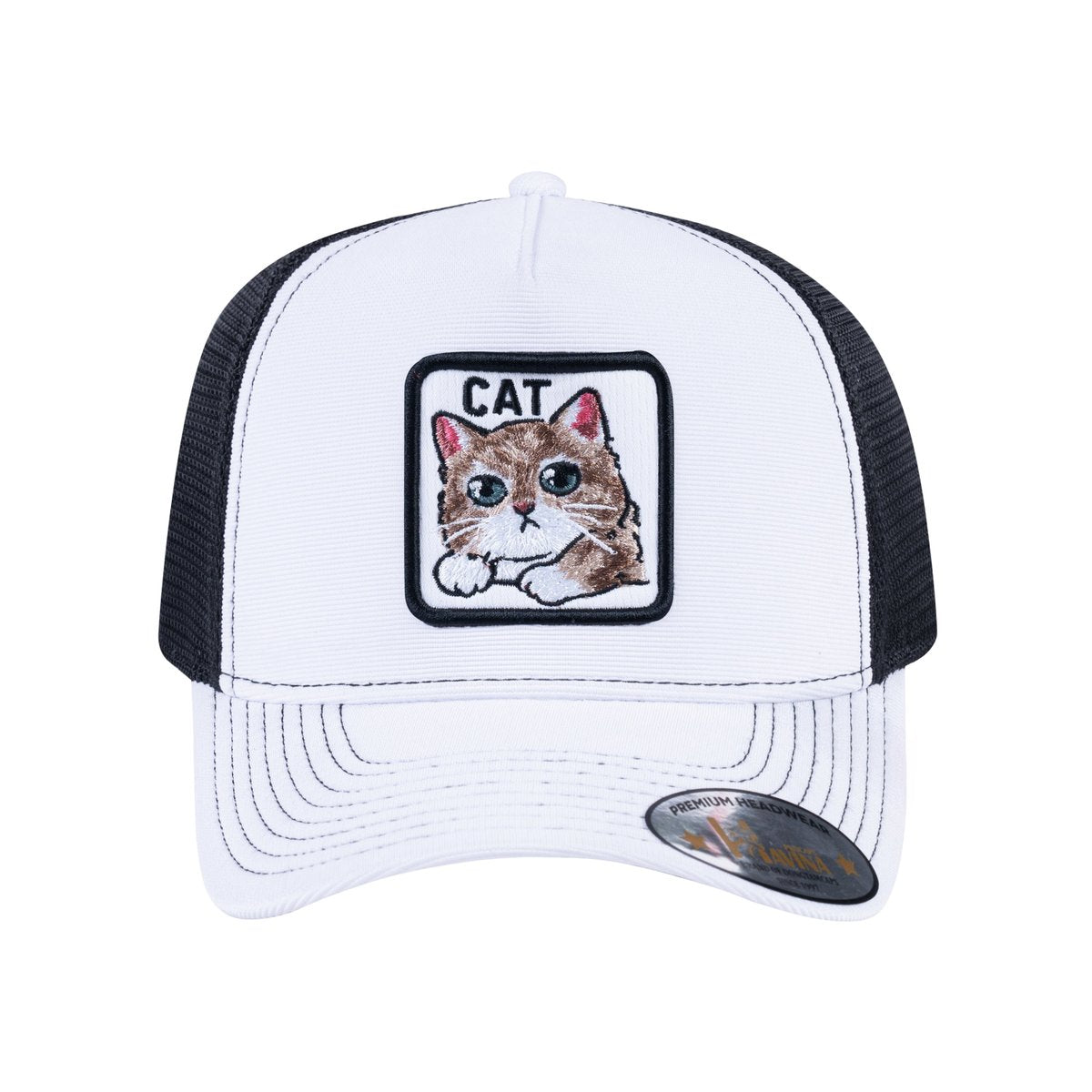 Cat V2 5-Panel Trucker Hat with White front and Black back