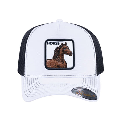 Horse V2 5-Panel Trucker Hat with White front and Black back