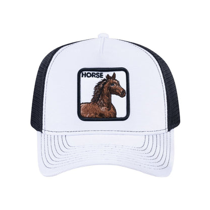 Horse V2 5-Panel Trucker Hat with White front and Black back