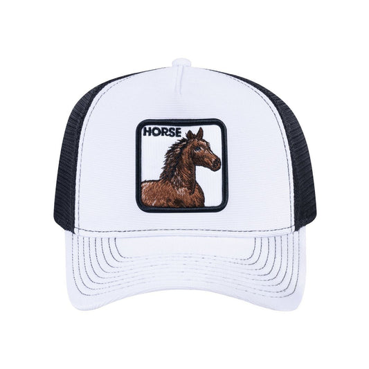 Horse V2 5-Panel Trucker Hat with White front and Black back
