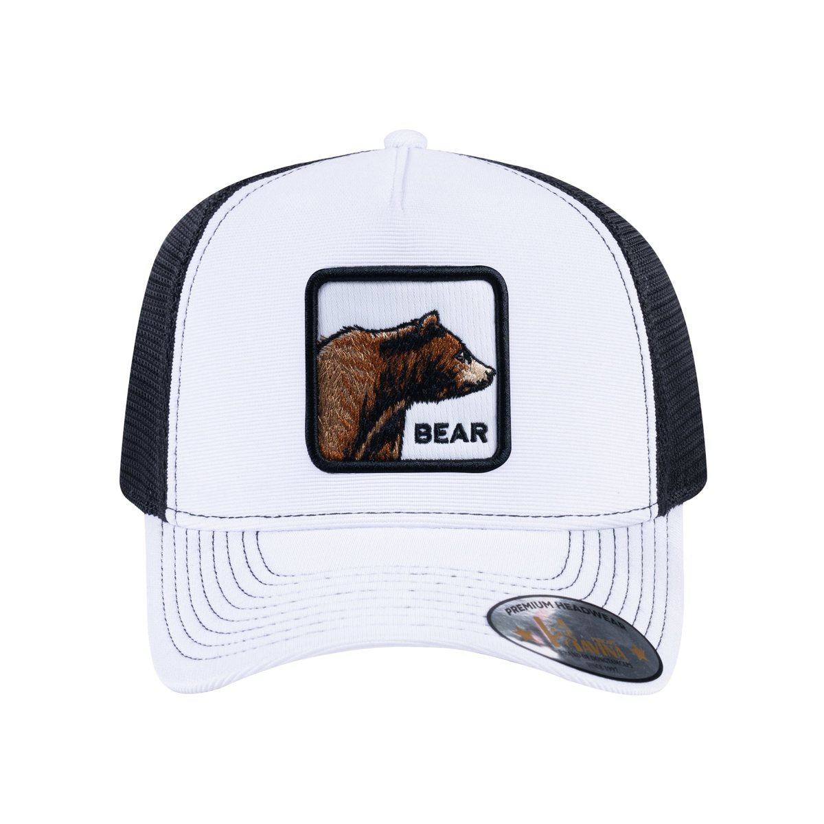 Bear V2 5-Panel Trucker Hat with White front and Black back