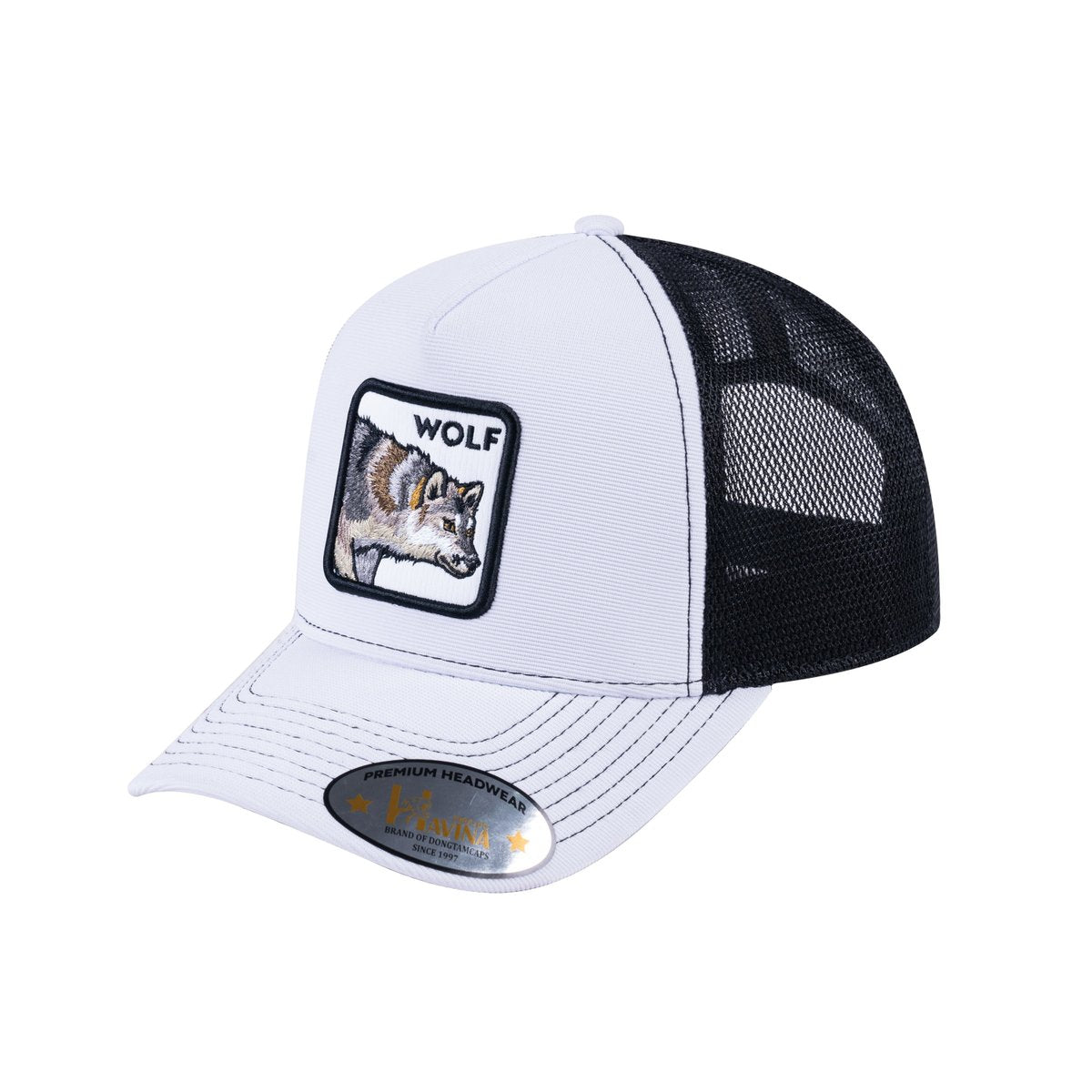 Wolf V2 5-Panel Trucker Hat with White front and Black back