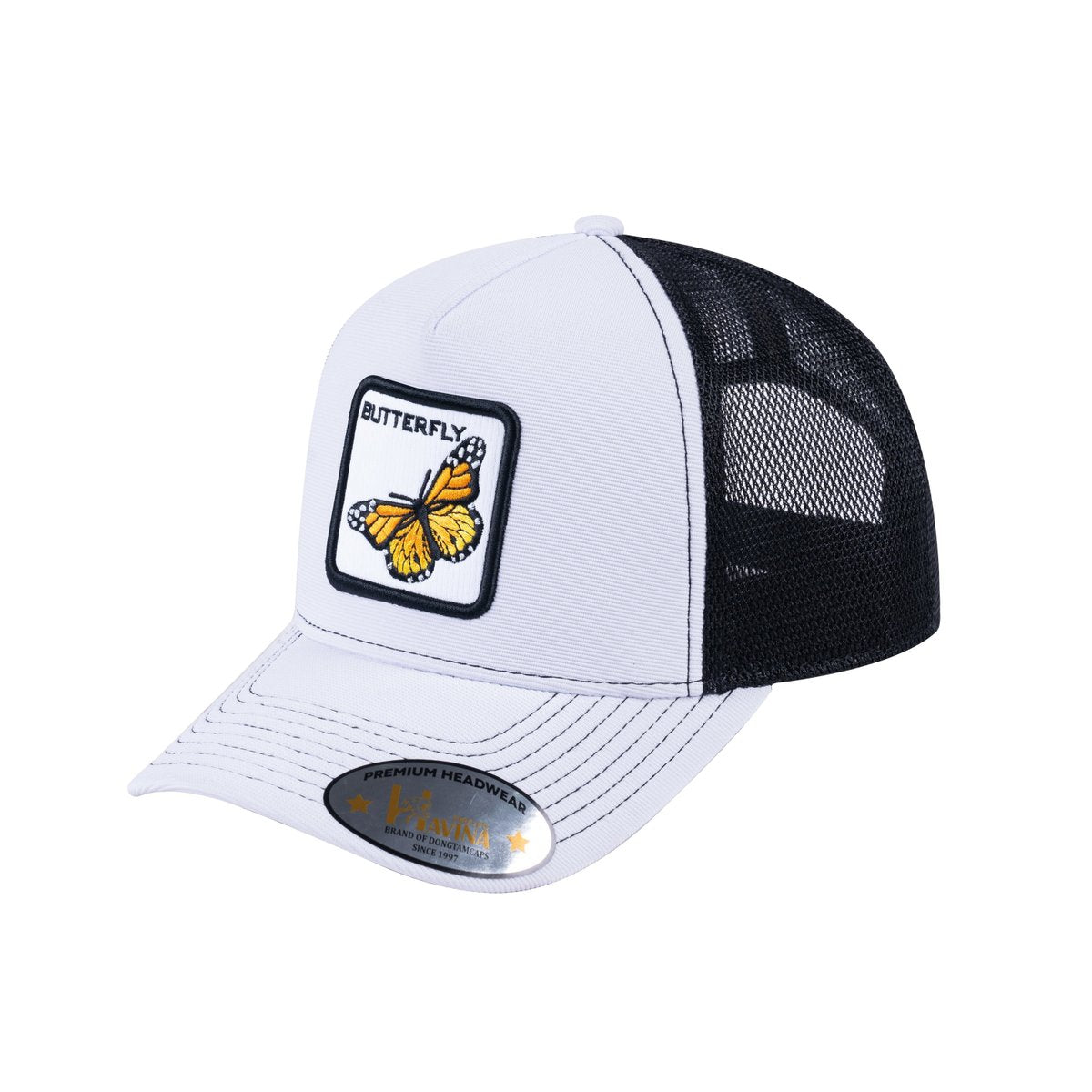 Butterfly V2 5-Panel Trucker Hat with White front and Black back