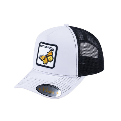 Butterfly V2 5-Panel Trucker Hat with White front and Black back