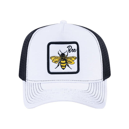 Bee V2 5-Panel Trucker Hat with White front and Black back