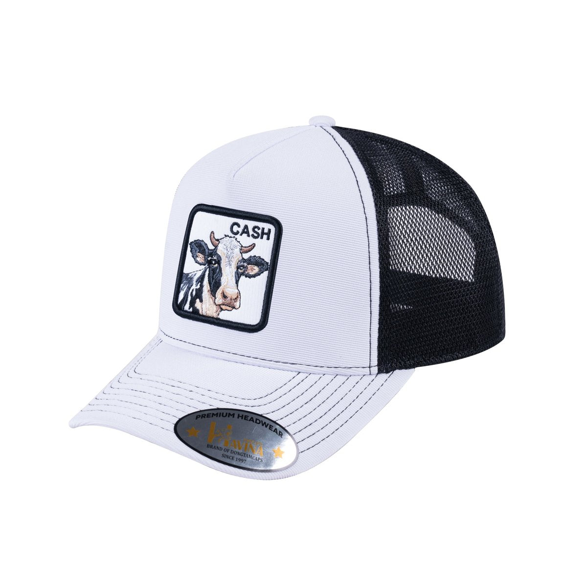 Cow V2 5-Panel Trucker Hat with White front and Black back