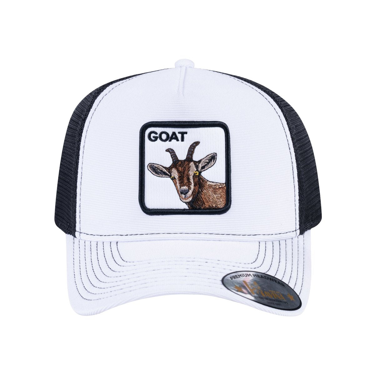 Goat V2 5-Panel Trucker Hat with White front and Black back
