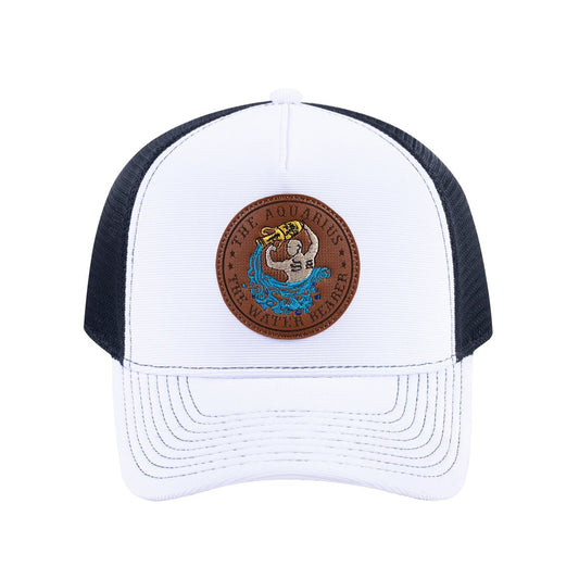 Aquarius Zodiac V2 5-Panel Trucker Hat with White front and Black back
