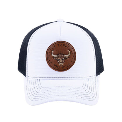 Taurus Zodiac V2 5-Panel Trucker Hat with White front and Black back