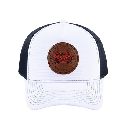 Cancer Zodiac V2 5-Panel Trucker Hat with White front and Black back