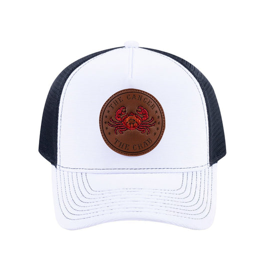 Cancer Zodiac V2 5-Panel Trucker Hat with White front and Black back