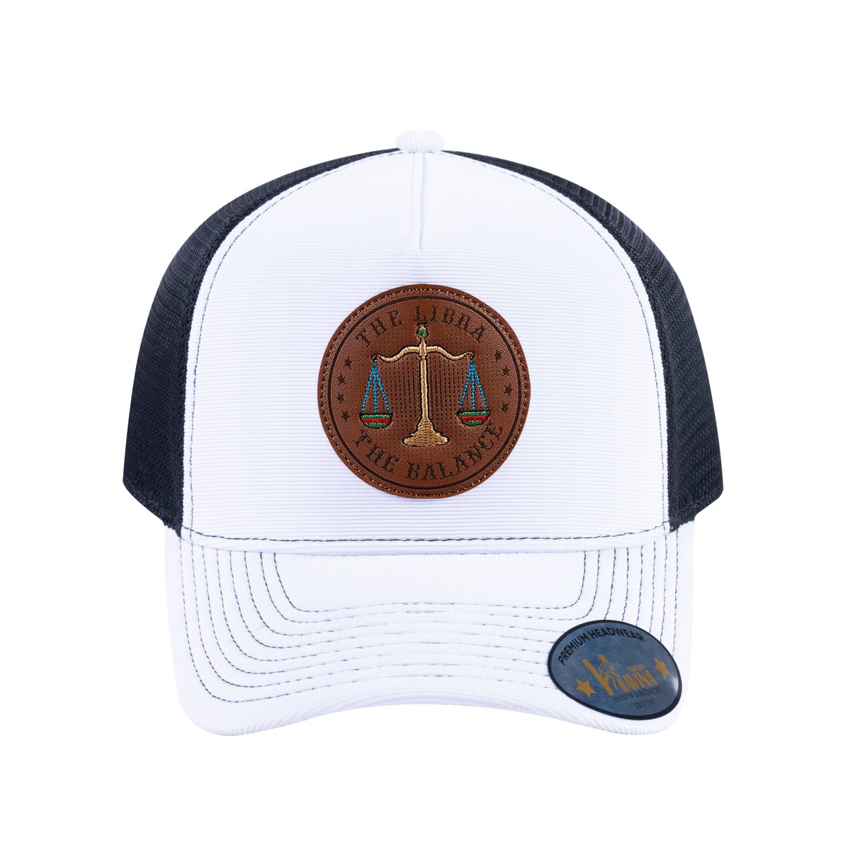 Libra Zodiac V2 5-Panel Trucker Hat with White front and Black back