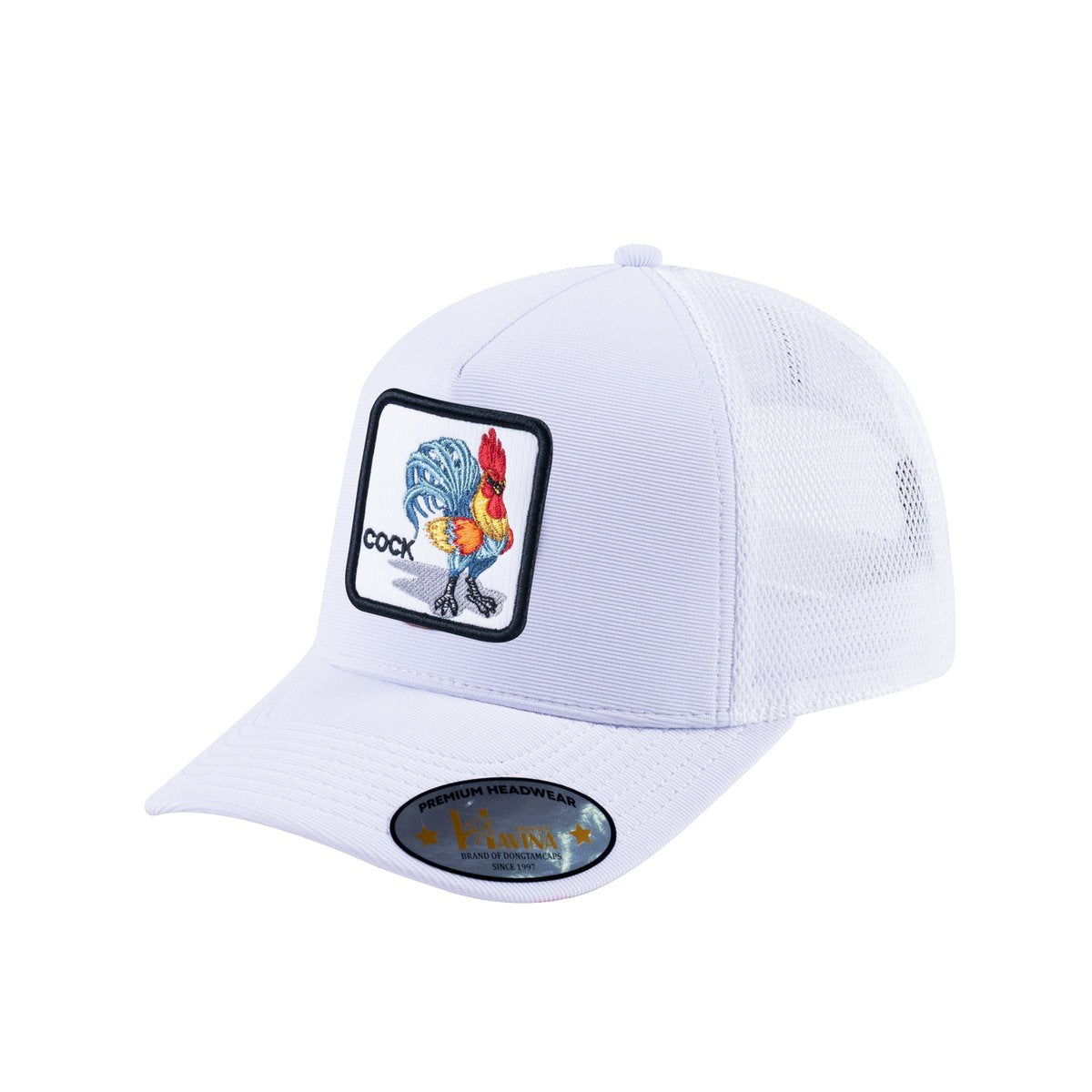 Chicken V2 5-Panel Trucker Hat with White front and White back