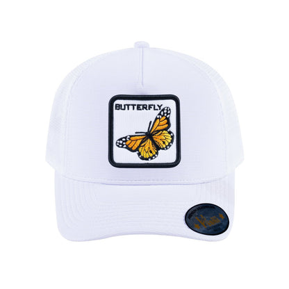 Butterfly V2 5-Panel Trucker Hat with White front and White back