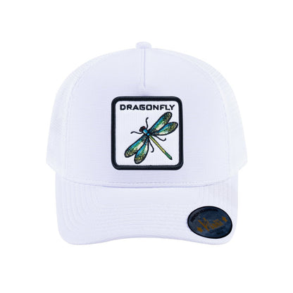 Dragonfly V2 5-Panel Trucker Hat with White front and White back