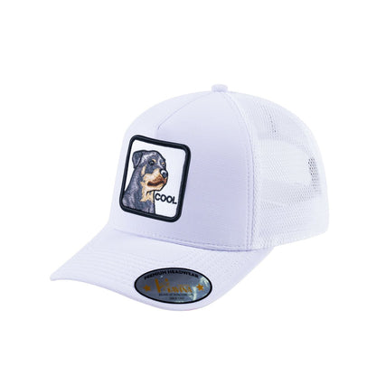 Dog V2 5-Panel Trucker Hat with White front and White back