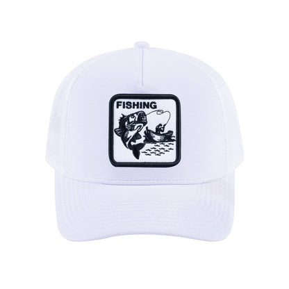 Fishing V2 5-Panel Trucker Hat with White front and White back
