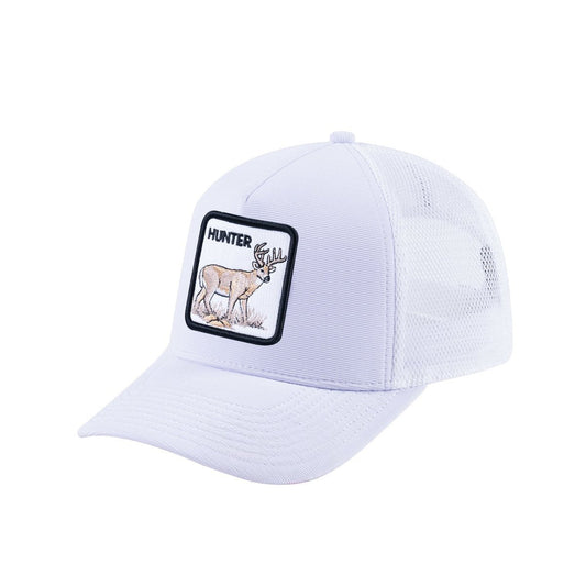 Hunter V2 5-Panel Trucker Hat with White front and White back