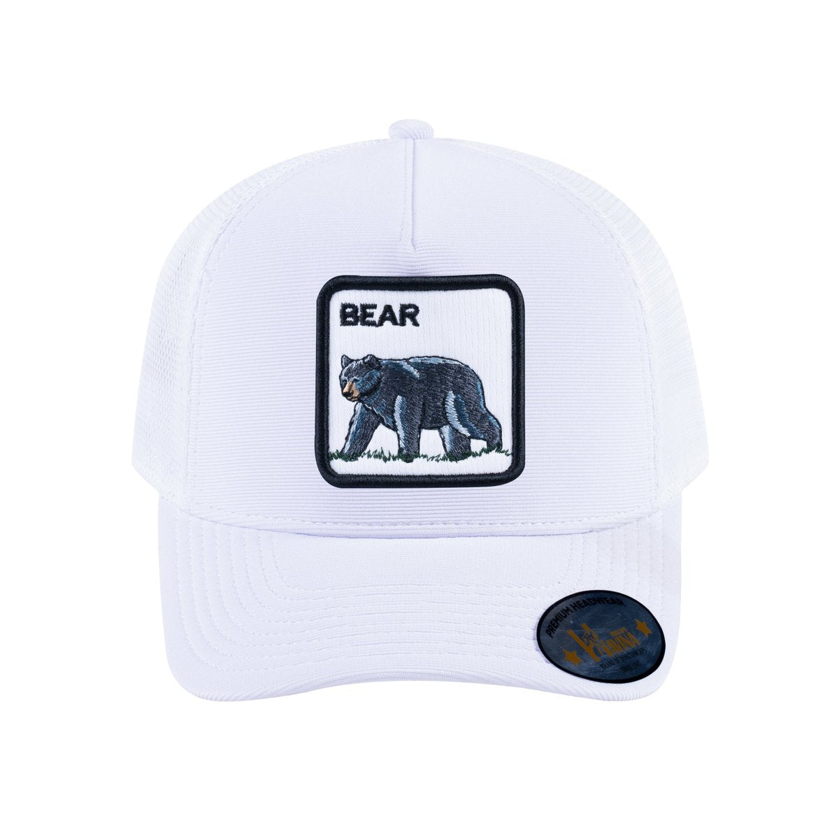 Bear V2 5-Panel Trucker Hat with White front and White back
