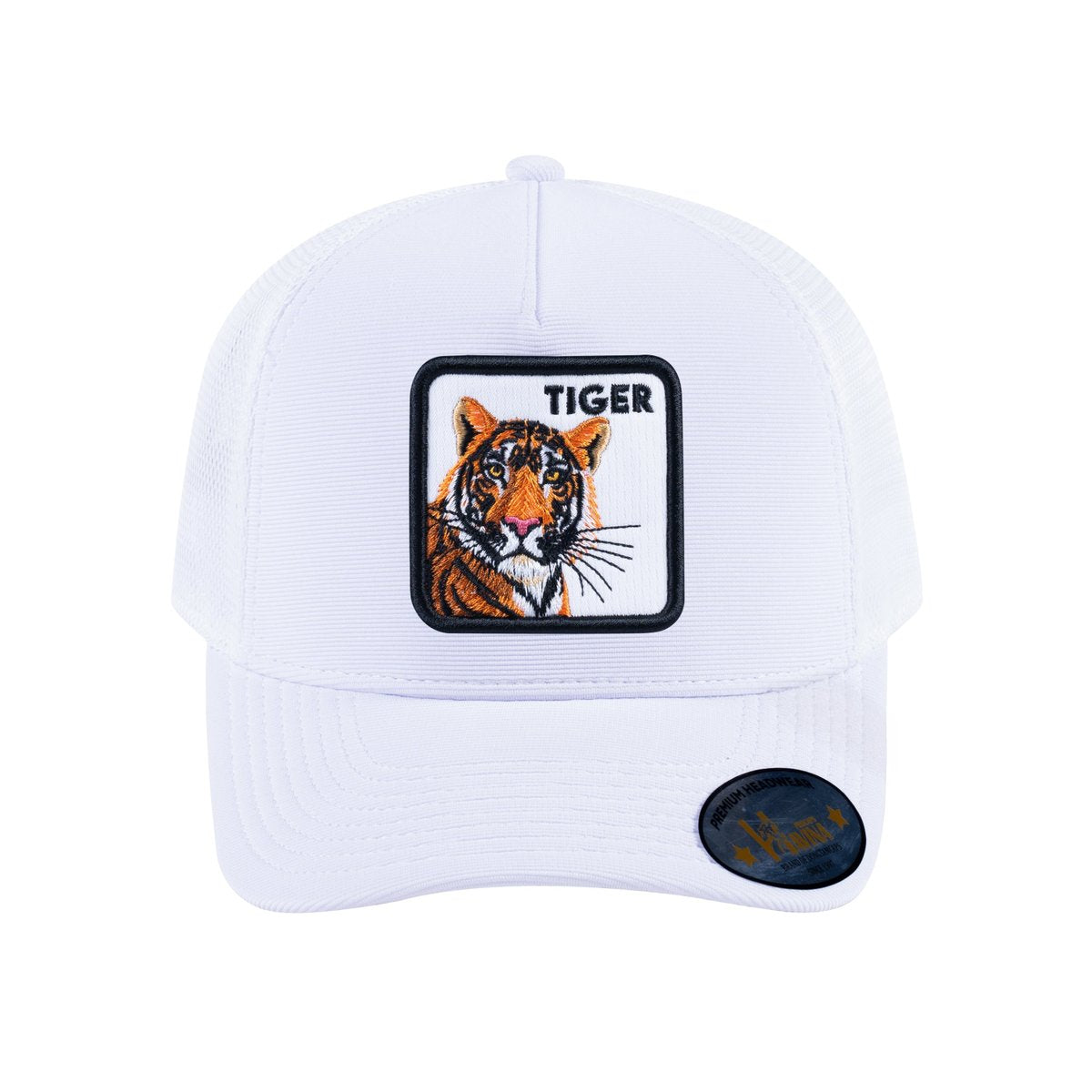 Tiger V2 5-Panel Trucker Hat with White front and White back
