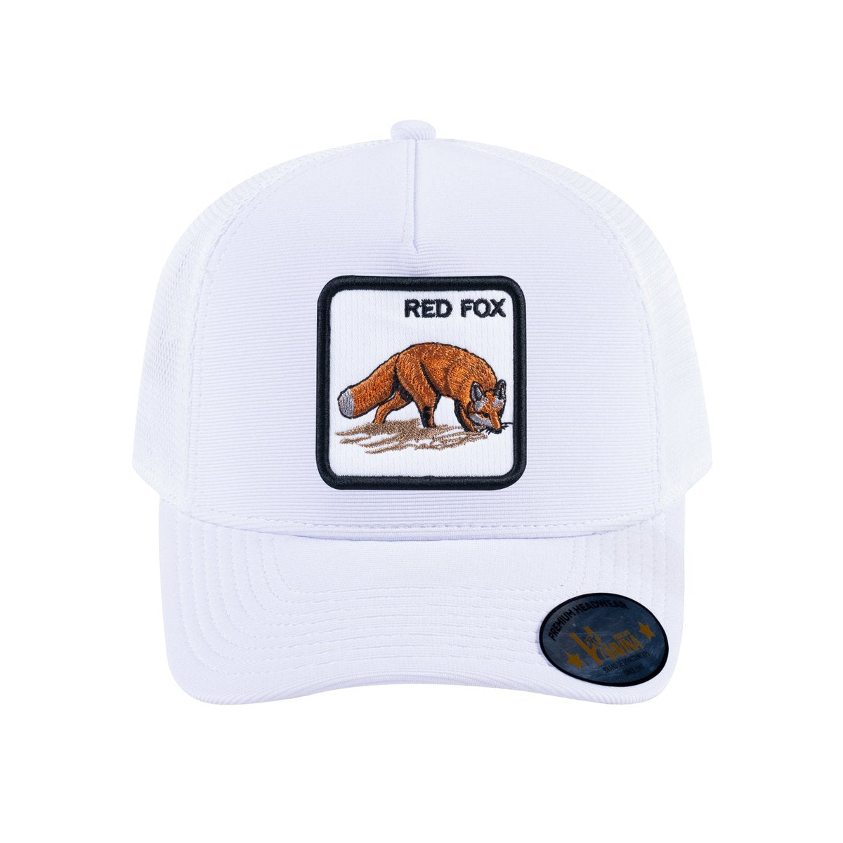 Red Fox V2 5-Panel Trucker Hat with White front and White back