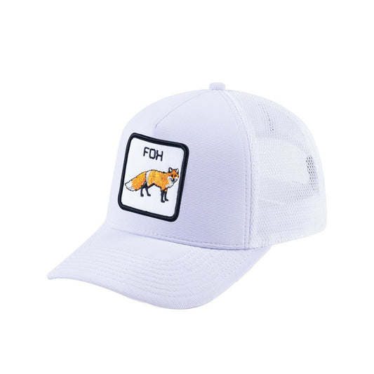 Fox V2 5-Panel Trucker Hat with White front and White back