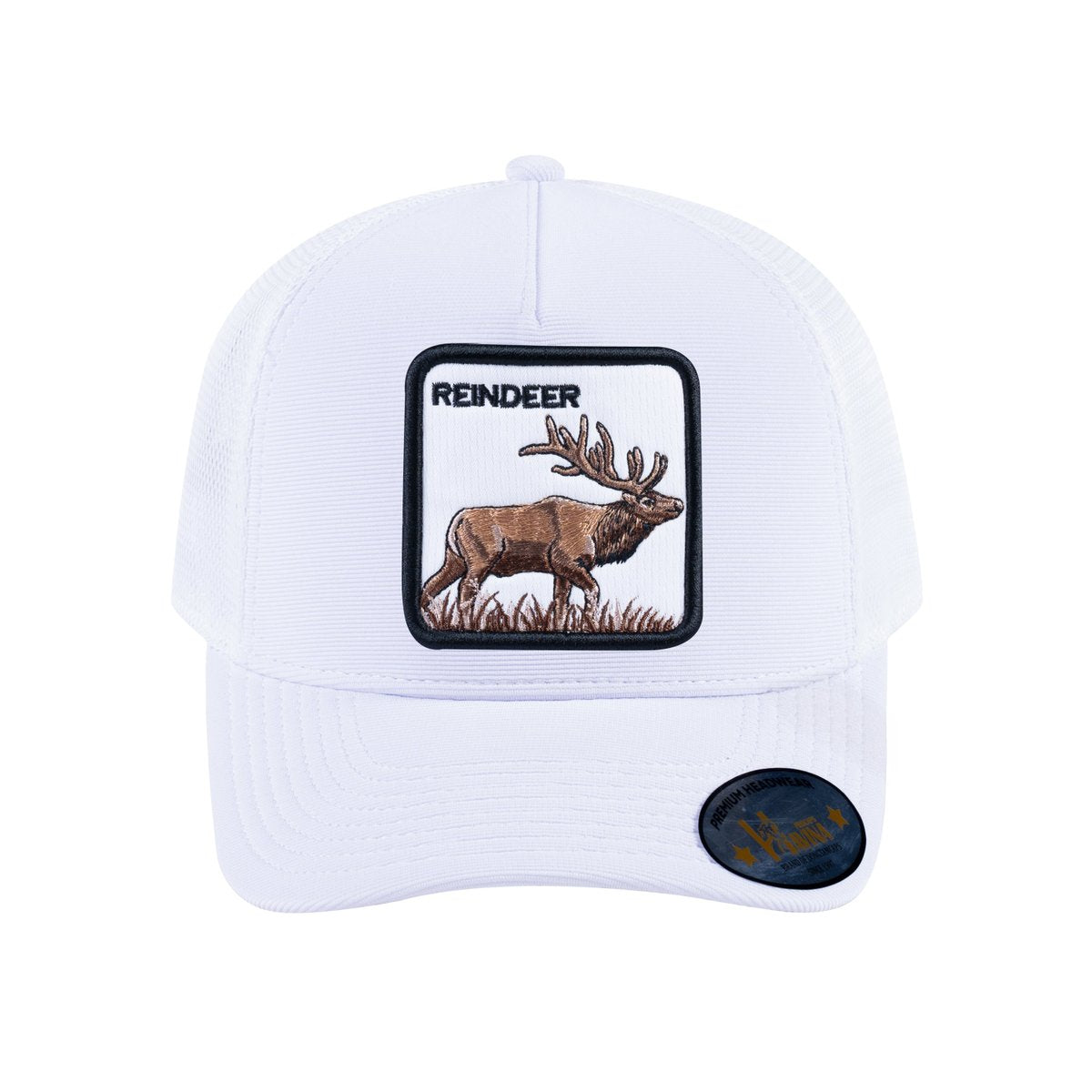 Reindeer V2 5-Panel Trucker Hat with White front and White back
