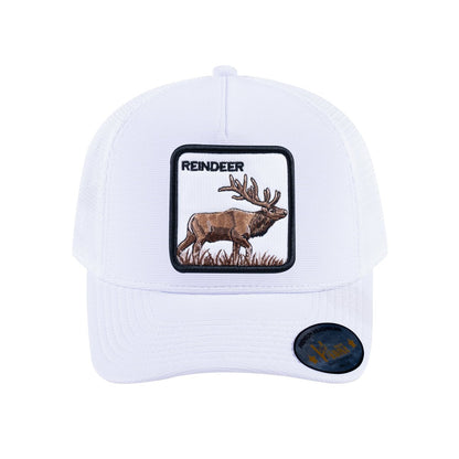 Reindeer V2 5-Panel Trucker Hat with White front and White back