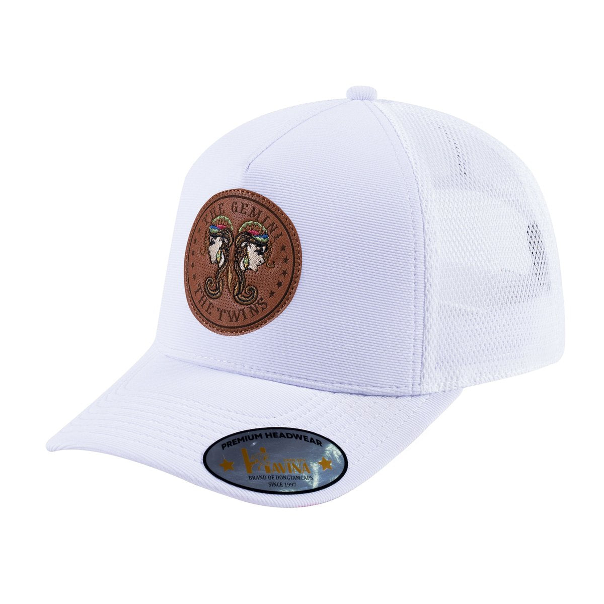 Gemini Zodiac V2 5-Panel Trucker Hat with White front and White back