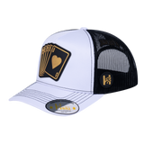 Poker 10JQKA 5-Panel Trucker Hat - White front / Black back / POKER1