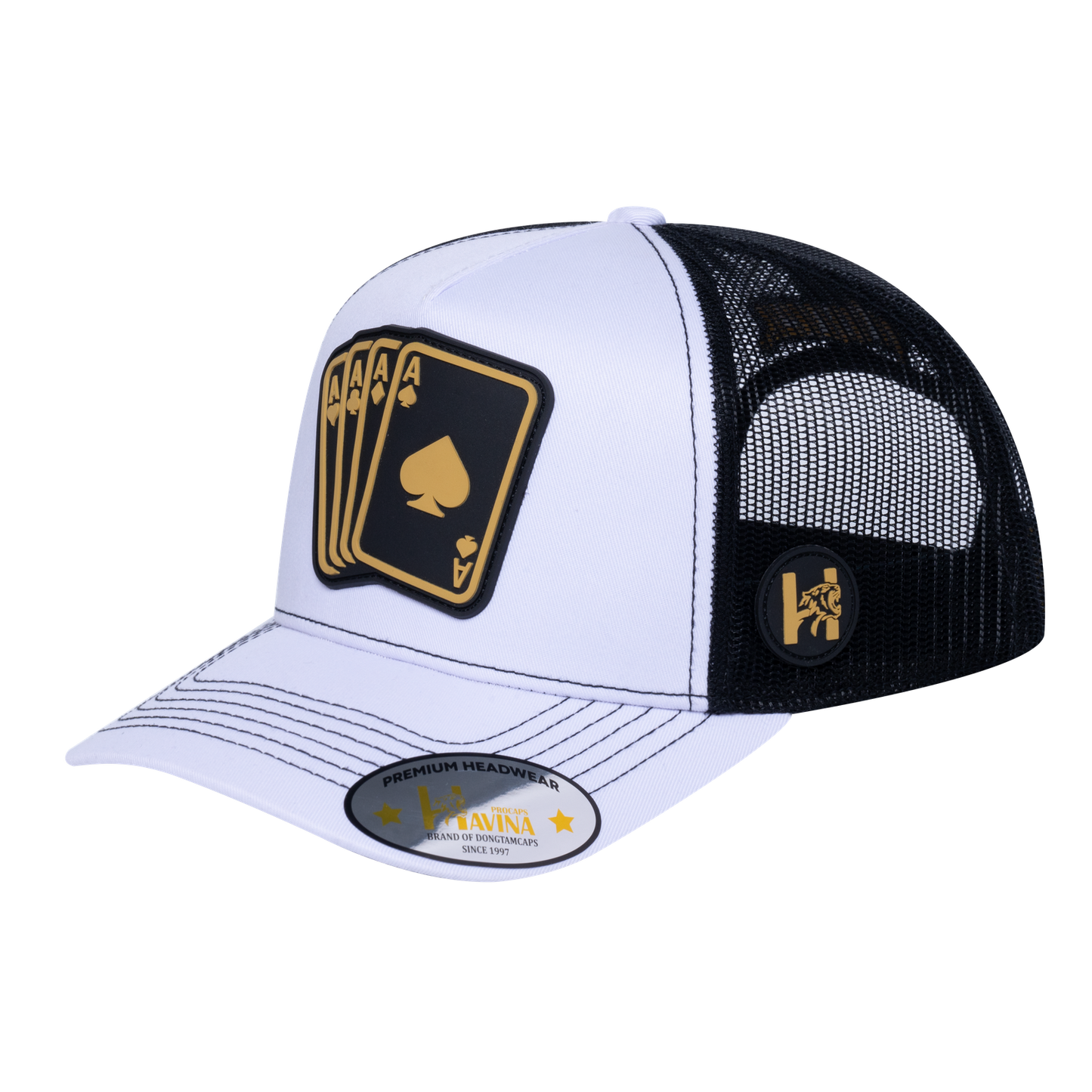 Winner Poker 10JQKA 5-Panel Trucker Hat - White front / Black back / WINNER1