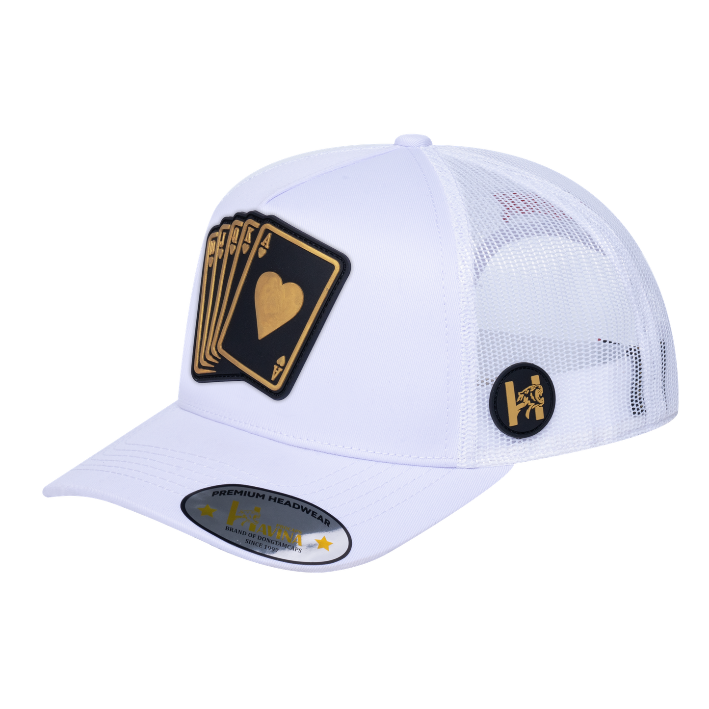 Poker 10JQKA 5-Panel Trucker Hat - White front / White back / POKER1