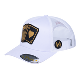 Poker 10JQKA 5-Panel Trucker Hat - White front / White back / POKER1
