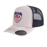 Embroidered Usa Hockey - 5 Panel Trucker Hat - Beige