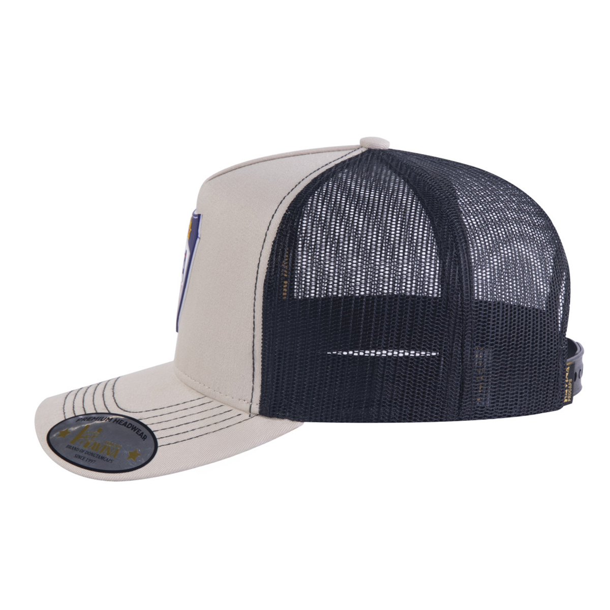 Embroidered Usa Hockey - 5 Panel Trucker Hat - Beige