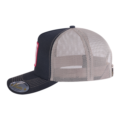 Flamingo 5-Panel Trucker Hat with Black front and Khaki back