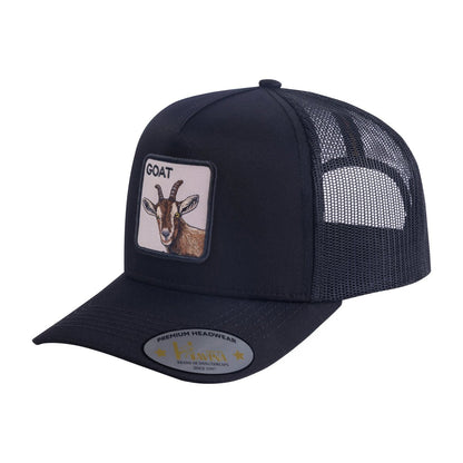 Goat 5-Panel Trucker Hat with Black front and Black back
