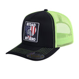 My Dad My Hero 5-Panel Trucker Hat with Black front and Green back