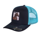 Horse 5-Panel Trucker Hat with Black front and Blue back