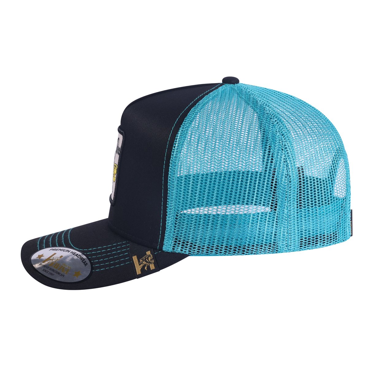 Bee 5-Panel Trucker Hat with Black front and Blue back