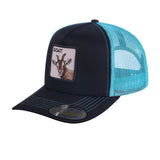 Goat 5-Panel Trucker Hat with Black front and Blue back