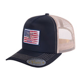 USA Deer Hunter 5-Panel Trucker Hat with Black front and Light Grey back