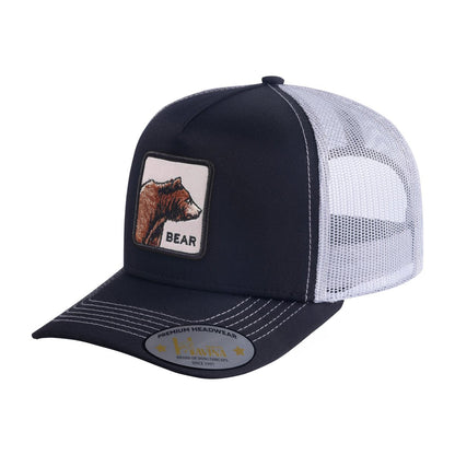 Bear 5-Panel Trucker Hat with Black front and White back