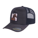 Horse 5-Panel Trucker Hat with Dark Grey front and Black back