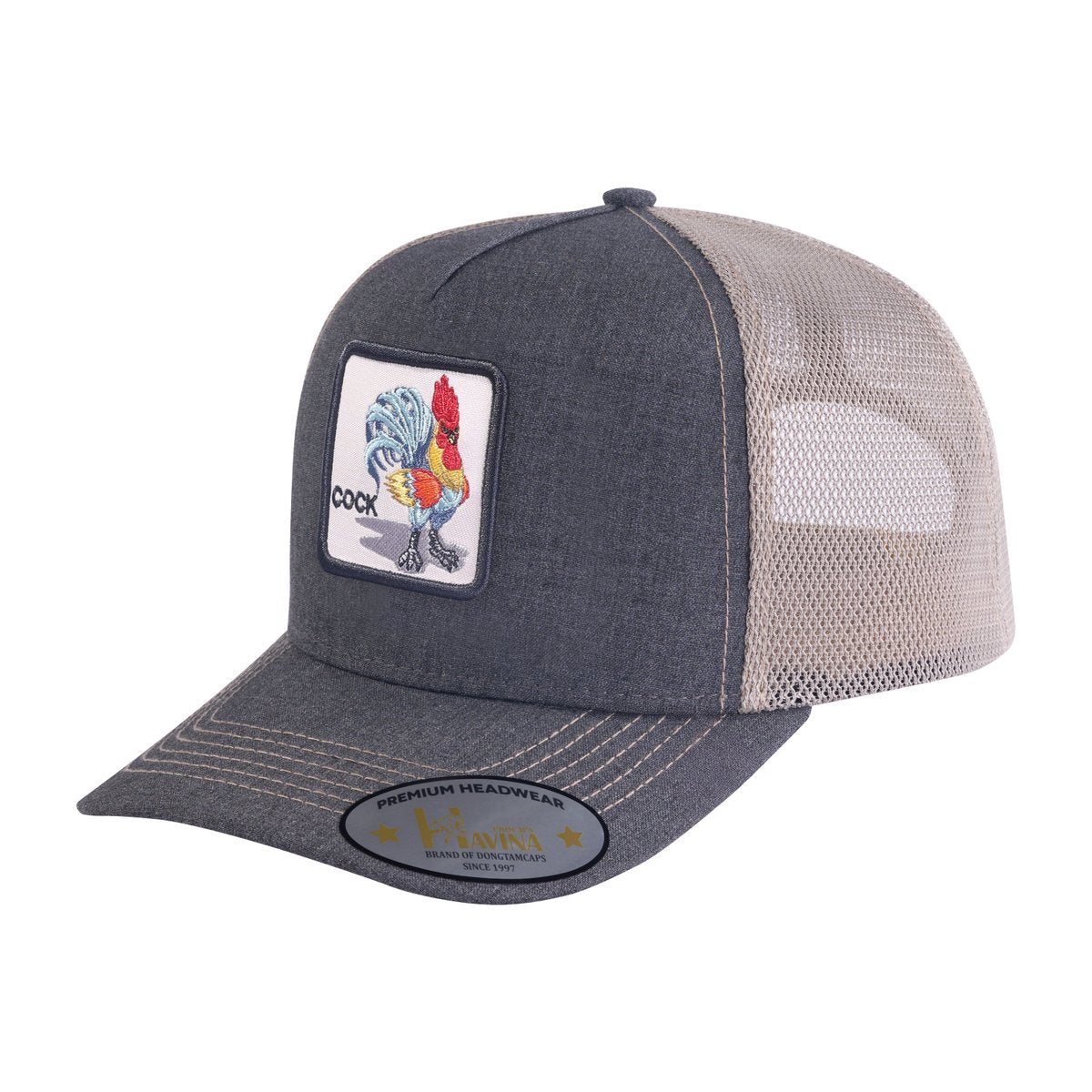 Chicken 5-Panel Trucker Hat with Dark Grey front and Khaki back
